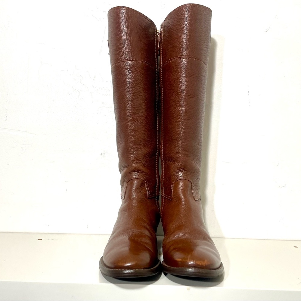 Tory Burch Junction Tumbled Leather Low Heel Knee High Riding Boots - Picture 4 of 16